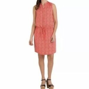 Hilary Radley Poppy Tangerine Orange Drawstring Sleeveless V-Neck Mini Dress